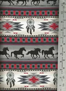 Elizabeth's Studio ~ Southwest Stripes Horses 3 100% Cotton Sew Quilt Fabric BTY - Picture 1 of 1