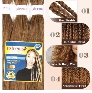 NWT 26" Pre-Stretched Hot Water Set Braid Hair Extensions, Honey, 3x Mega Pk Pro - Picture 1 of 8