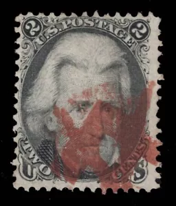 MOMEN: US STAMPS #93 FANCY RED MASONIC USED VF PF CERT LOT #94045 - Picture 1 of 3