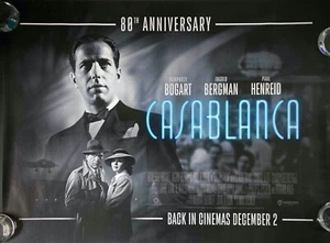 Casablanca 80th Ann ORIGINAL Quad Film Poster Ingrid Bergman Humphrey Bogart RR - Picture 1 of 8