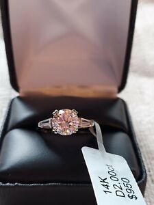 2.25 ct Round Cut Solitaire Diamond Engagement Ring 14K White Gold Finish