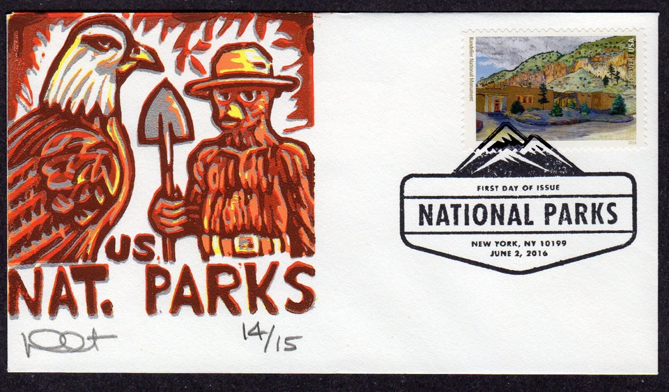 2016 NPS 100th BANDELIER NATIONAL PARK (5080k) Curtis SMOKEY & EAGLE FDC NS527 - Image 1 of 1