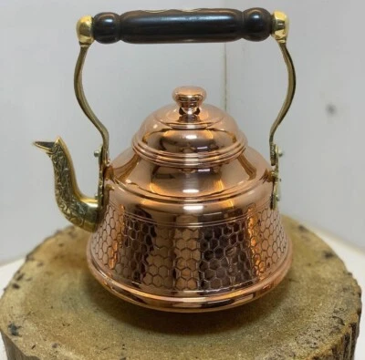 Tetera turca de cobre 3 tamaños estufa tetera con mango de madera Foto 1 de 4