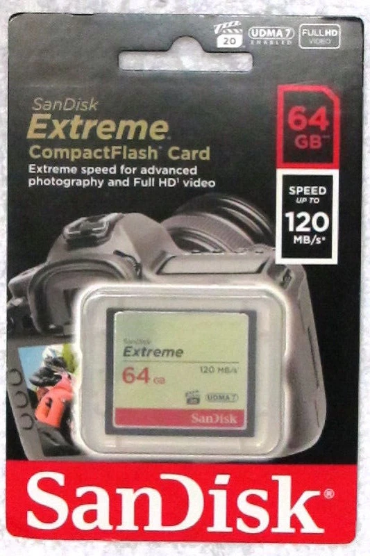 Sandisk Extreme CompactFlash Memory Card - 64 GB (SDCFXS-064G-A46) - Image 1 of 1