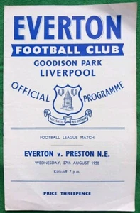 EVERTON v PRESTON NORTH END 1958/9 AUGUST 27th FOOTBALL PROGRAMME - Picture 1 of 2
