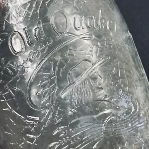 Bottiglia di whisky vintage OLD QUAKER tappo vetro trasparente crepitante pinta di liquore in rilievo - Foto 1 di 13