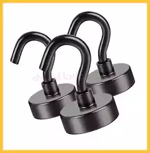 3-Pack 30LB Heavy Duty Magnetic Hooks Neodymium Nickel Coated for Kitchen black - Picture 1 of 6