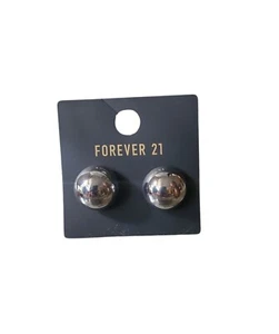 Half Ball Earrings Polish Finish Silver Tone Studs Push Back - Forever 21 - New  - Picture 1 of 9