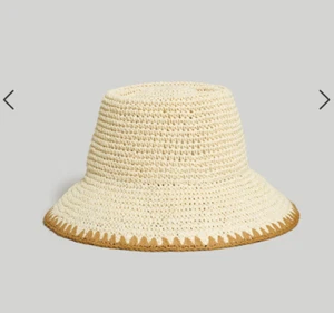 Madewell $52 Whipstitched Straw Bucket Hat in Alabaster Size M/L NP778 - Picture 1 of 4