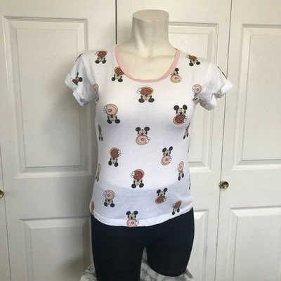 Disney Mujer Mickey Mouse Donut Todo Gráfico Estampado Camiseta Talla Mediana Foto 1 de 3