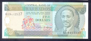 Barbados  5 Dollars  ND(1996)  P47  UNC - Picture 1 of 2