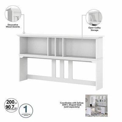 Salinas L Shaped Desk with Hutch and Storage in White/Shiplap - Engineered Wood - Image 1 of 4