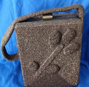 Outstanding Dubbonet Bronze Micro Beaded Purse Vintage MCM - Picture 1 of 18