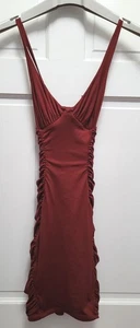Oh Polly Damen geraffte Seiten ärmellos figurbetont weinrot Minikleid-US-Größe 2 - Bild 1 von 6