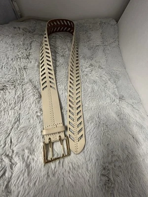 Cinturón de cuero beige para mujer Linea Pelle talla pequeña Foto 1 de 4