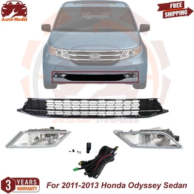 Front Bumper Lower Grille & Fog Lights RH & LH For 2011-2013 Honda Odyssey Sedan - Image 1 of 4