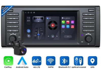 Android 13 8-Kern Autoradio 7" QLED GPS Navi DSP CarPlay 4G für BMW 5er E39 520i - Bild 1 von 4