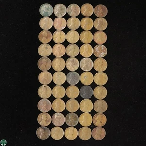 Roll of 1909-P Lincoln Memorial Cents - Circulated Details - Ugly Roll - Picture 1 of 6