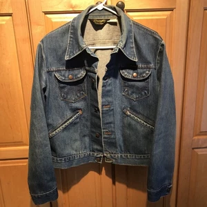 80s Vintage Wrangler No-Fault Raw Denim Jean Jacket U.S.A. 14oz Denim Size 42 - Picture 1 of 20