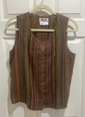 Vintage Eileen Fisher Sleeveless Tank Top Small Linen Lagenlook  - Image 1 of 4