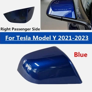 1× Blue Right Passenger Side Mirror Rearview Cover For Tesla Model Y 2021-2023 - Picture 1 of 7