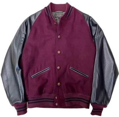 BEAMS PLUS Award Jacket Varsity Leather Sleeves Burgundy/Black Size M - Image 1 of 4