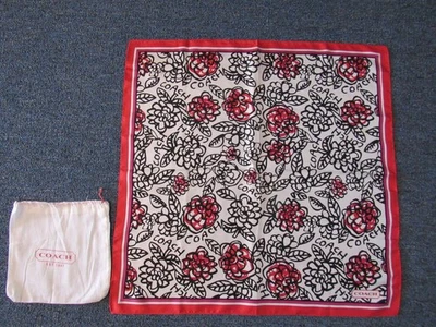 Bufanda de seda amapola graffiti floral vintage Coach bandana con bolsa antipolvo de tela Foto 1 de 4