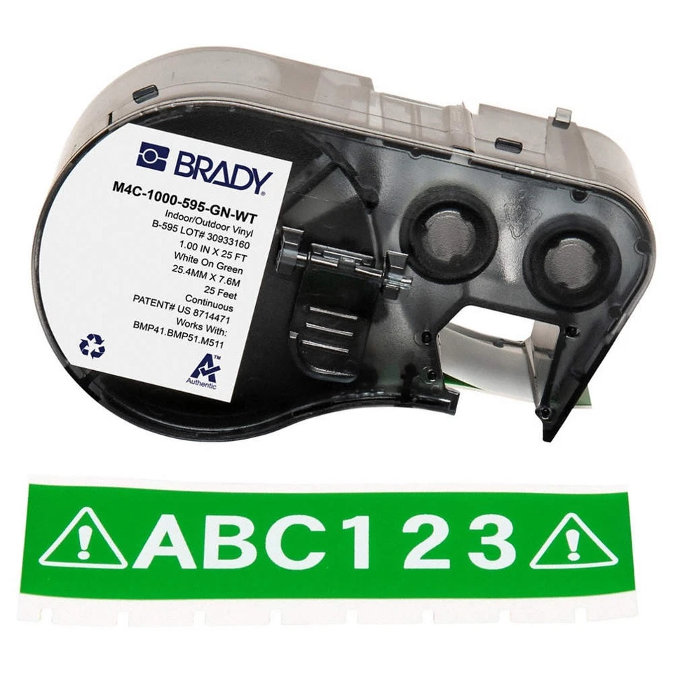 BRADY M4C-1000-595-GN-WT Continuous Label Cartridge,Green/White 808DD8 - Image 1 of 1