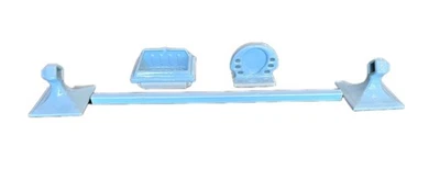 Juego de baño vintage American Olean de cerámica con montaje en pared NOS.          5 piezas. Foto 1 de 4