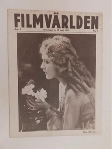 VINTAGE SWEEDISH MAGAZINE FILMVARLEDEN #7 1919 MARY PICKFORD COVER & INTERIOR - Picture 1 of 5