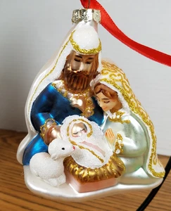 Blown Glass Holy Family Ornament Demdaco The Mercantile Collection Holiday Decor - Picture 1 of 14