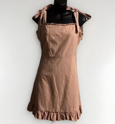 Vestido Nasty Gal Rosa Volantes Talla 4 Ajustable Corbata Hombro Correas Cierre Cremallera Foto 1 de 4