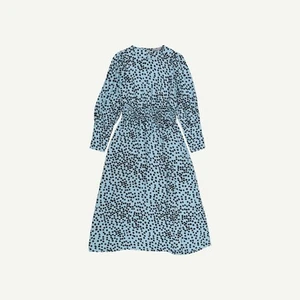 Oliver Bonas Womens Blue Viscose A line Polka dot Dress Size 8 - Picture 1 of 12