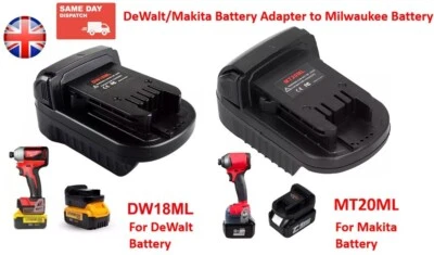 FOR MILWAUKEE Battery Adapter Converter for Dewalt Makita 18V 20V to Milwaukee DW18ML MT20ML