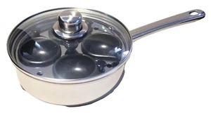KITCHEN CRAFT STAINLESS STEEL 4 HOLE POACHER WITH NON STICK CUPS - Picture 1 of 6
