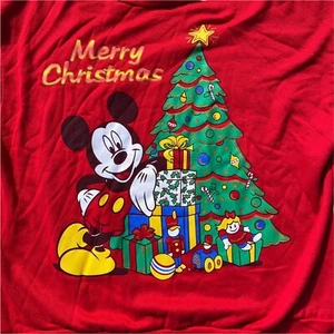 Mickey Unlimited Sweatshirt 1X Land n Sea Christmas Red Crew Neck - Picture 1 of 7