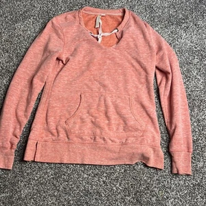 Green Tea Womens SC Sweatshirt Drawstring Tie Neck Long Sleeve Kangaroo Pocket - Picture 1 of 5