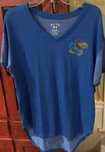 NWT Kansas Jayhawks KU Blue 84 Women's V Neck T Shirt Size Medium - Picture 1 of 5