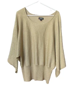 Avenue Gold Metallic Sparkle Sweater Womens Size 18/20 wide sleeves - Picture 1 of 5