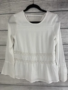 Abercrombie kids Long Sleeve  White Lace Shirt Size 15/16 - Picture 1 of 6