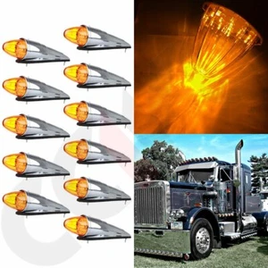 11x 17 LED Torpedo Amber Cab Marker Clearance Running Light Chrome for Peteriblt - Picture 1 of 10