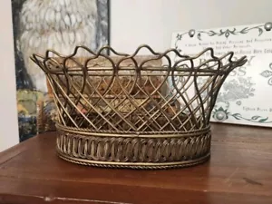 Vintage Brass Wire , French Style Brass Wire Flower / Decorative Basket - Picture 1 of 7