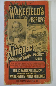 Wakefield Patent Medicine Almanac/Account Book 1892-93, Wraps - Picture 1 of 3