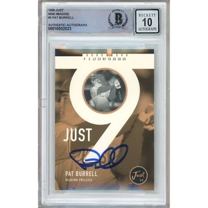 1999 Just 9 Imagine #64 Pat Burrell Signed Card Beckett BGS AUTO 10 Phillies - Picture 1 of 5