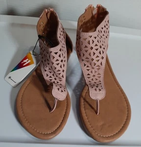 Women's Thong Flat T-Strap Ankle Strap Sandals Size 8 New - Picture 1 of 12
