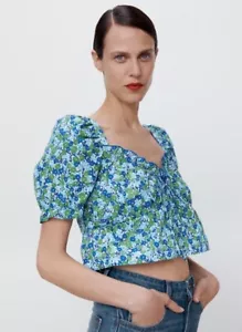 Top Zara Ditsy delicato manica floreale puff taglia small - Foto 1 di 8