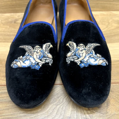 Stubbs & Wootton Pisos 6 Angel Guardian Terciopelo Religioso Azul Marino Foto 1 de 4