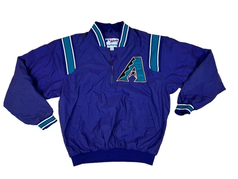 VTG Majestic Men's L Arizona Diamondbacks Bomber Jacket Dbacks Purple Teal Cover