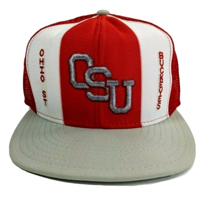 Boné vintage OSU Ohio State Buckeyes AJD malha Snapback EUA listras da sorte NCAA - Imagem 1 de 4