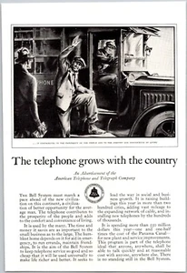 PRINT AD 1929 AT&T Bell System Telephone Grows with Economy Henry Luhrs Art 6x9 - Picture 1 of 3